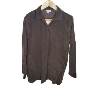 J.jill Corduroy Womens Brown Button Tunic Shirt 256 Feminine Western